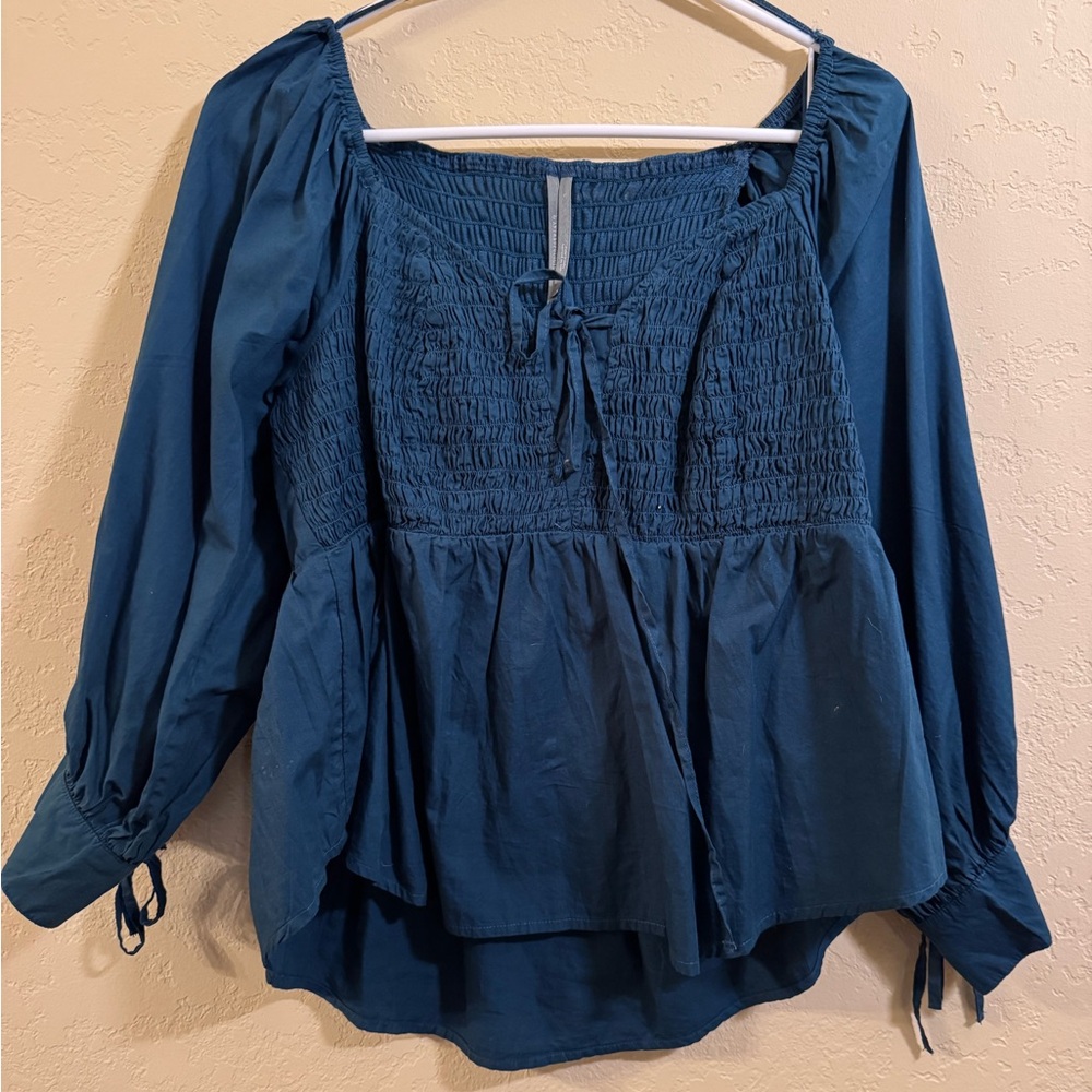 Anthropology Smocked Sweetheart Blouse